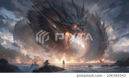 sea fire-breathing dragon from the abyss 106384342