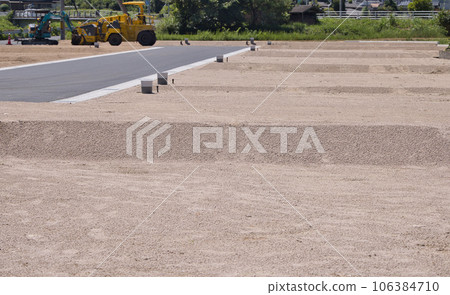 New residential area where paving work has been completed New residential area where paving work has been completed 106384710