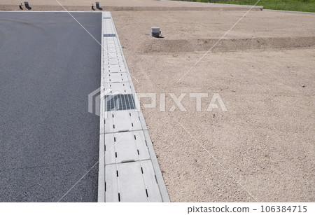 New residential area where paving work has been completed 106384715