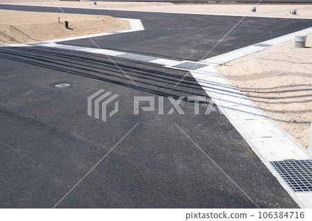 New residential area where paving work has been completed 106384716