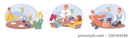 Cashless payment. Vector illustration. Mobile wallets provide secure way to store payment information for quick and easy transactions Online shopping platforms often offer various cashless payment 106384986