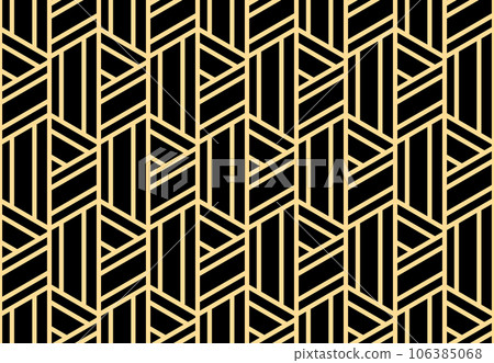 Abstract geometric pattern. A seamless vector background. Gold and black ornament. Graphic modern pattern. Simple lattice graphic design Abstract geometric pattern. A seamless vector background. Gold and black ornament. Graphic modern pattern. Simple lattice graphic design 106385068