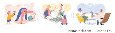 Game together. Family fun. Friendship time. Vector illustration. People playing games together experience moments of pure joy and excitement Family time spent playing games investment in lifelong 106385139