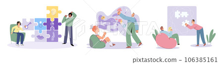 Psychotherapy session with cognitive analysis. Mental health, psychology concept. Mental health improvement, treatment for anxiety neurosis, mental equilibrium. Mental therapy sessions for open mind 106385161