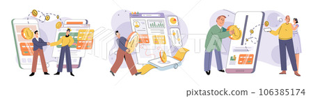 Cashless payment. Vector illustration. Wireless payment systems are designed to prevent unauthorized access to sensitive information Mobile cashless payments offer convenience for splitting bills Cashless payment. Vector illustration. Wireless payment systems are designed to prevent unauthorized access to sensitive information Mobile cashless payments offer convenience for splitting bills 106385174