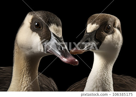 Geese photo realistic illustration - Generative AI. 106385175