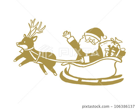 reindeer and santa gold reindeer and santa gold 106386137