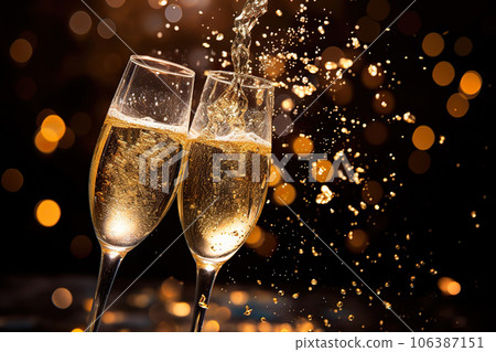 Cheers to Celebration Toasting with Champagne for Special Moments. created with Generative AI Cheers to Celebration Toasting with Champagne for Special Moments. created with Generative AI 106387151