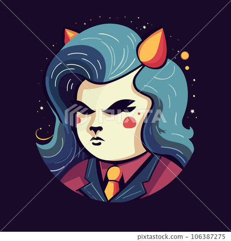 Anthropomorphic portrait of a cat woman wearing business clothing in the office. Vector illustration of an angry zoomorphic animal as a businesswoman Anthropomorphic portrait of a cat woman wearing business clothing in the office. Vector illustration of an angry zoomorphic animal as a businesswoman 106387275