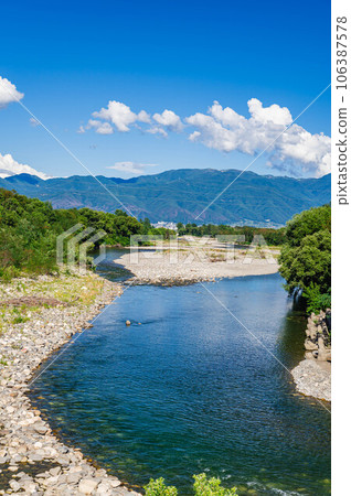 Shimoshima Bridge, from the left bank of the Azusa River in the Shinano River system to the city of Matsumoto Shimoshima Bridge, from the left bank of the Azusa River in the Shinano River system to the city of Matsumoto 106387578