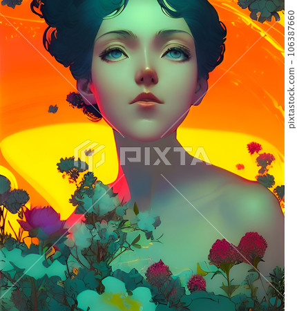 beautiful colorful woman 106387660