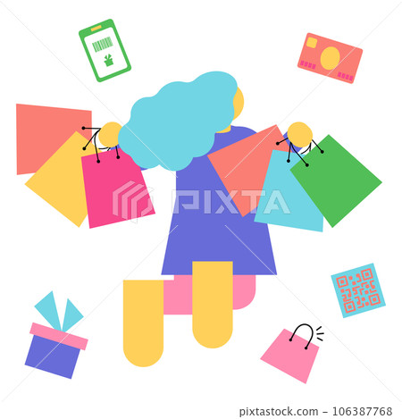 Jumping woman enjoying shopping Jumping woman enjoying shopping 106387768