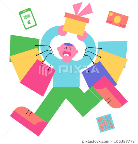 A jumping man enjoying shopping A jumping man enjoying shopping 106387772