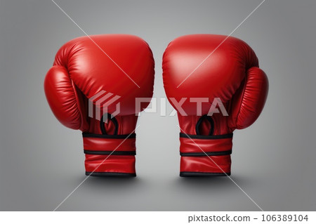 Red boxing gloves on a gray background Red boxing gloves on a gray background 106389104