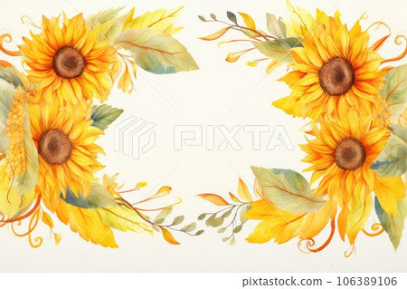 Watercolor frame decorated with sunflowers Watercolor frame decorated with sunflowers 106389106