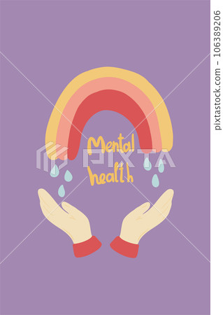 Mental health rainbow with hands set 106389206