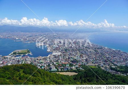 Overlooking the city of Hakodate from the top of Mt. Hakodate Overlooking the city of Hakodate from the top of Mt. Hakodate 106390670