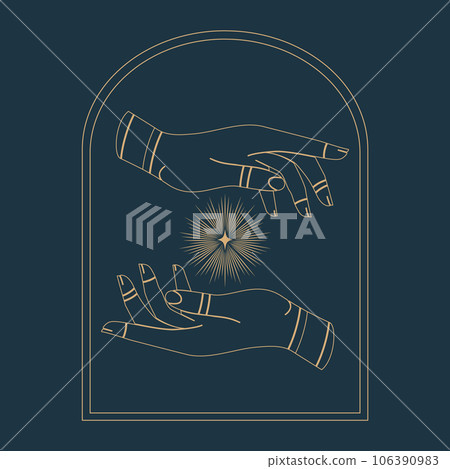 Vector line feminine decoration design hands with star illustration. Vector line feminine decoration design hands with star illustration. 106390983