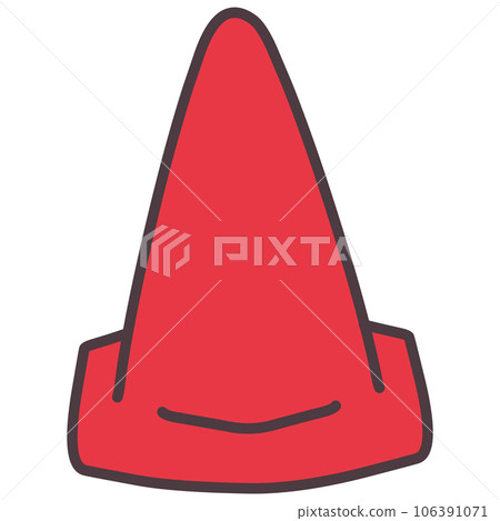 Hand-drawn illustration of a simple deformed triangular cone 106391071