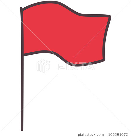 Hand-drawn illustration of a simple deformed red flag 106391072