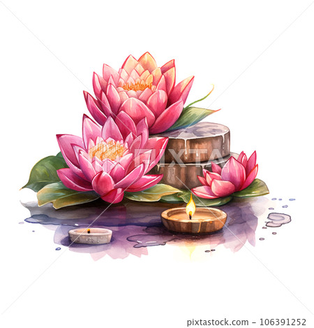 Pink lotus diwali watercolor for banner design. Pink lotus diwali watercolor for banner design. 106391252