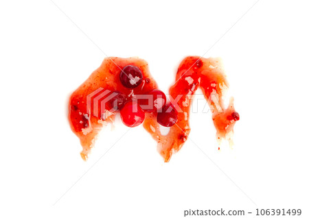 Cranberry Jam Smear, Red Marmalade Splash, Cranberries Jelly, Fruity Confiture Smudge 106391499