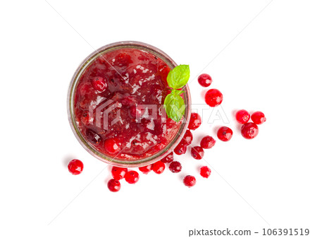 Cranberry Jam Smear, Red Marmalade Splash, Cranberries Jelly, Fruity Confiture Smudge 106391519