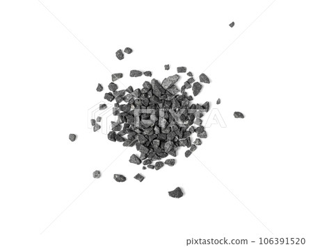 Gravel Pile Isolated, Grey Coarse Sand, Fine Granular Stones, Grit Sand, Small Grey Rock Texture Gravel Pile Isolated, Grey Coarse Sand, Fine Granular Stones, Grit Sand, Small Grey Rock Texture 106391520