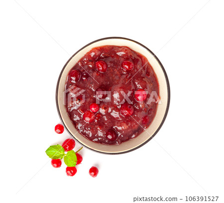 Cranberry Jam Smear, Red Marmalade Splash, Cranberries Jelly, Fruity Confiture Smudge 106391527