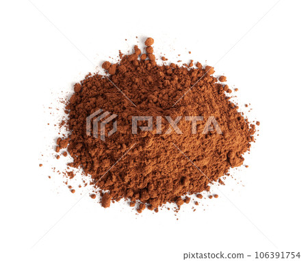 Cocoa Powder Isolated, Cacao Dust Pile, Dry Ground Cocoa Beans, Cocao Powder Pile for Chocolate 106391754
