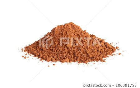 Cocoa Powder Isolated, Cacao Dust Pile, Dry Ground Cocoa Beans, Cocao Powder Pile for Chocolate 106391755