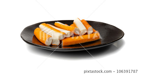 Crab Stick Isolated, Orange Crabstick Closeup, Crabmeat Food, Crabmeat Fish Sticks, Crab Sticks 106391787