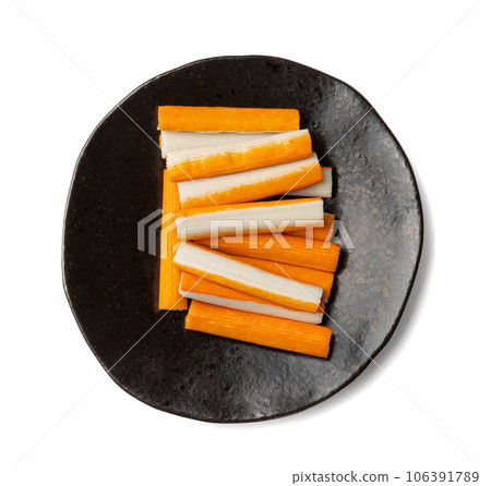 Crab Stick Isolated, Orange Crabstick Closeup, Crabmeat Food, Crabmeat Fish Sticks, Crab Sticks 106391789