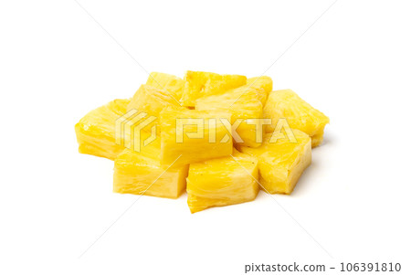 Pineapple Cuts Isolated, Raw Ananas Pieces, Comosus Tropical Fruit Chunks, Ripe Pine Apple Slices on White Pineapple Cuts Isolated, Raw Ananas Pieces, Comosus Tropical Fruit Chunks, Ripe Pine Apple Slices on White 106391810