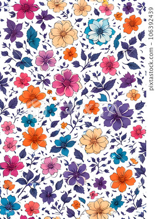 Colorful floral seamless pattern design,generative ai 106392439