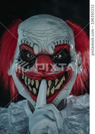 mad evil redhead clown asking for silence mad evil redhead clown asking for silence 106393152