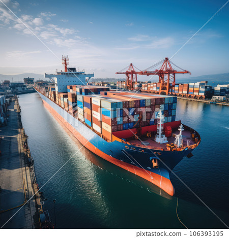 Loading containers on a cargo ship 106393195