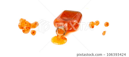 Sweet Chili Sauce, Red Asian Dip, Hot Thai Sauce with Spices and Sugar, Sweet Chinese Chili Sauce Sweet Chili Sauce, Red Asian Dip, Hot Thai Sauce with Spices and Sugar, Sweet Chinese Chili Sauce 106393424