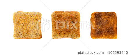 Bread Toasts Isolated, Toasted Sandwich Square Slices, Loaf Pieces for Toast on White Background 106393440