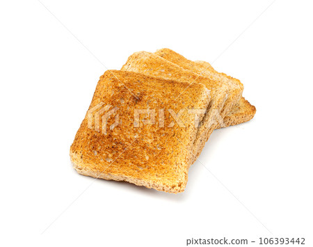 Bread Toasts Isolated, Toasted Sandwich Square Slices, Loaf Pieces for Toast on White Background 106393442