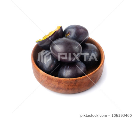 Plum Isolated, Whole Blue Prune, Ripe Fresh Plums, Dark Blue Healthy Fruits Plum Isolated, Whole Blue Prune, Ripe Fresh Plums, Dark Blue Healthy Fruits 106393460