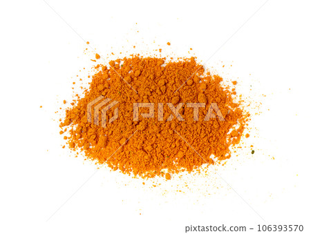 Orange Seasoning Powder Isolated, Red Curcuma Pile, Orange Masala, Indian Spices, Turmeric, Paprika 106393570