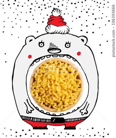 Food Art Pasta, Raw Pappardelle and Funny Animal, Fun Yellow Italian Pasta Fettuccine or Tagliatelle 106393666
