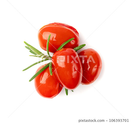 Pickled Cherry Tomatoes Isolated, Canned Small Tomato, Healthy Fermented Vegetables, Salted Marinated Food 106393701