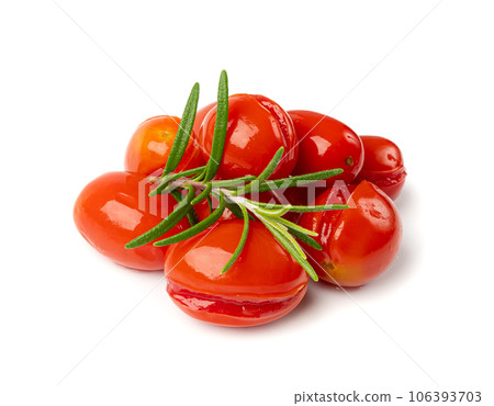 Pickled Cherry Tomatoes Isolated, Canned Small Tomato, Healthy Fermented Vegetables, Salted Marinated Food Pickled Cherry Tomatoes Isolated, Canned Small Tomato, Healthy Fermented Vegetables, Salted Marinated Food 106393703