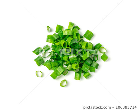 Green Onion Cuts Isolated, Scattered Fresh Chive Pile, Chopped Green Leek, Scallion Greens Pieces Chopped Green Onion Cuts Isolated, Scattered Fresh Chive Pile, Chopped Green Leek, Scallion Greens Pieces Chopped 106393714