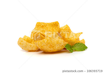 Lentil Chips Isolated, Lentils Crisps, Healthy Orange Snack, Fried Organic Crunchies, Lentil Chips on White Lentil Chips Isolated, Lentils Crisps, Healthy Orange Snack, Fried Organic Crunchies, Lentil Chips on White 106393719