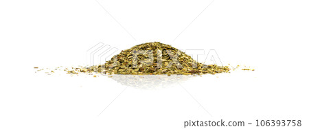 Matcha and Green Tea Leaves Mix Isolated, Dry Fresh Herbal Tea Pile, Healthy Drink Ingredient 106393758