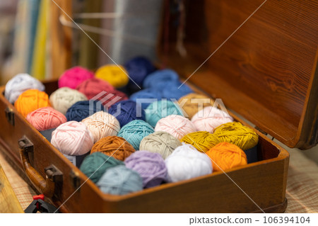 Skeins of yarn in a casket Skeins of yarn in a casket 106394104