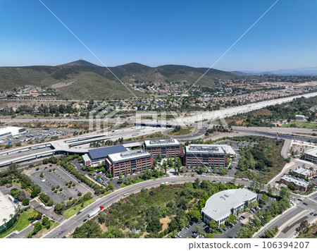 Aerial view of small city Poway in suburb of San Diego County, California, United States. Aerial view of small city Poway in suburb of San Diego County, California, United States. 106394207